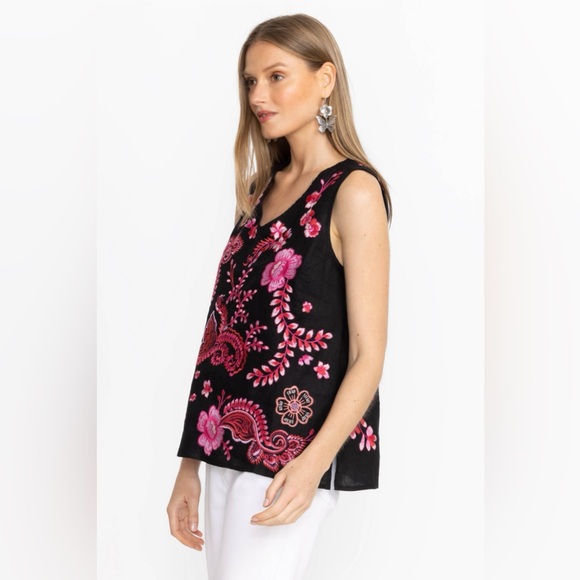 Johnny Was Button Back Embroidered Linen Tank NWT Sz: Large - Picture 3 of 9